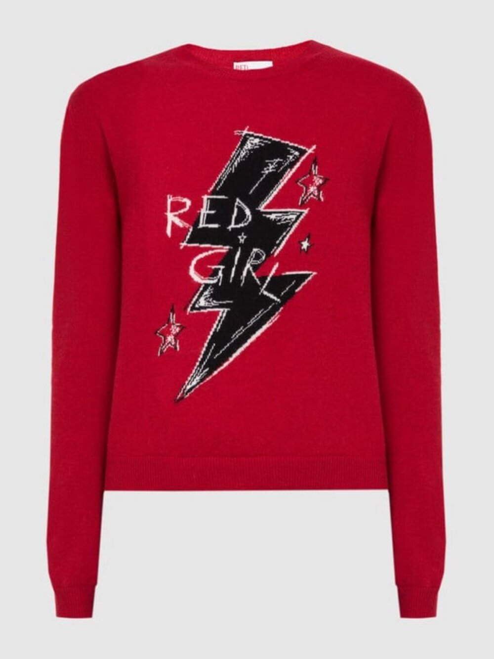RED Valentino Red Wool Cashmere Lightning Bolt Sweater Size M